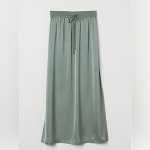 H&M Sage Satin Maxi Skirt
